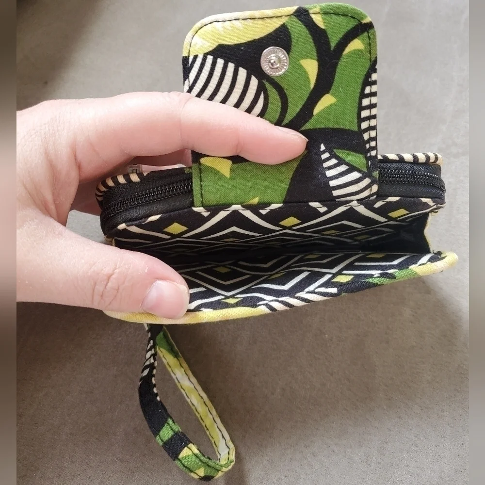 Vera Bradley Wallet Wristlet LA NEON ROSE Green Lime 5.5